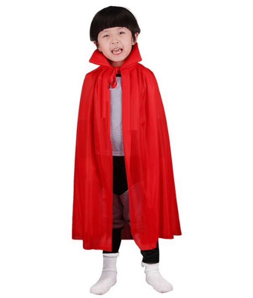 Kırmızı Renk Yakalı Pelerin Çocuk Boy 90 cm